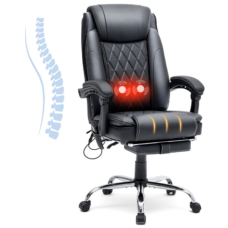 Inbox Zero KacyLeigh Ergonomic Heated Massage Executive Chair